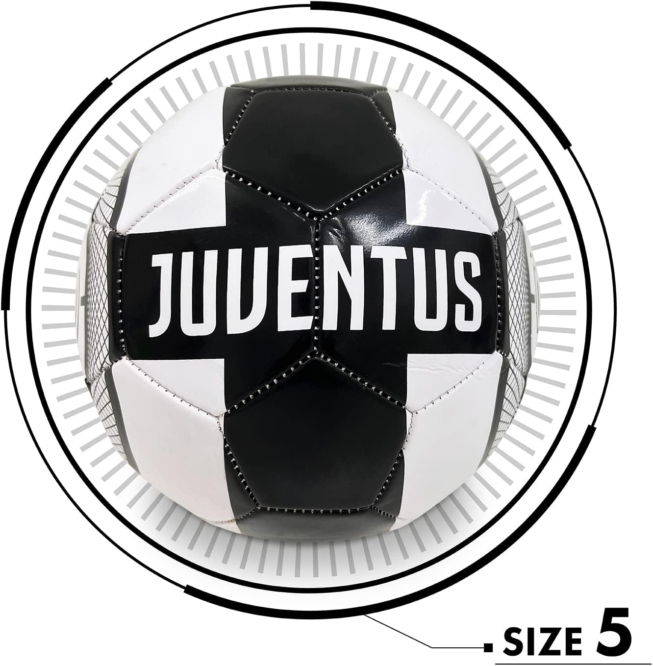 Mondo Toys Voetbal genaaid F.C. Juventus Pro - officieel product - maat 5-400 g - kleur wit zwart - 13400
