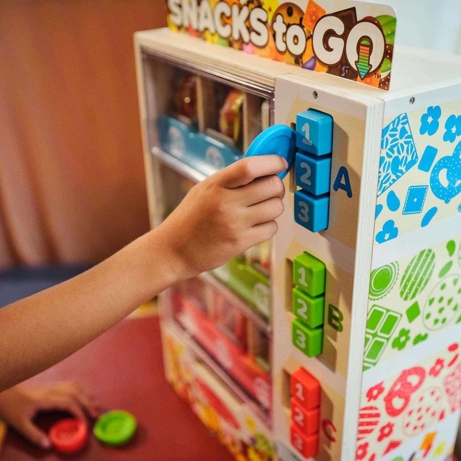 Melissa & Doug - Distributeur Automatique Boissons Nourriture - Machine + Accessoires - Jeu Imitation - Jouet En Bois - Jouet D'Activité, De Développement Et D'Apprentissage - Cadeau Enfant 3 Ans Et +