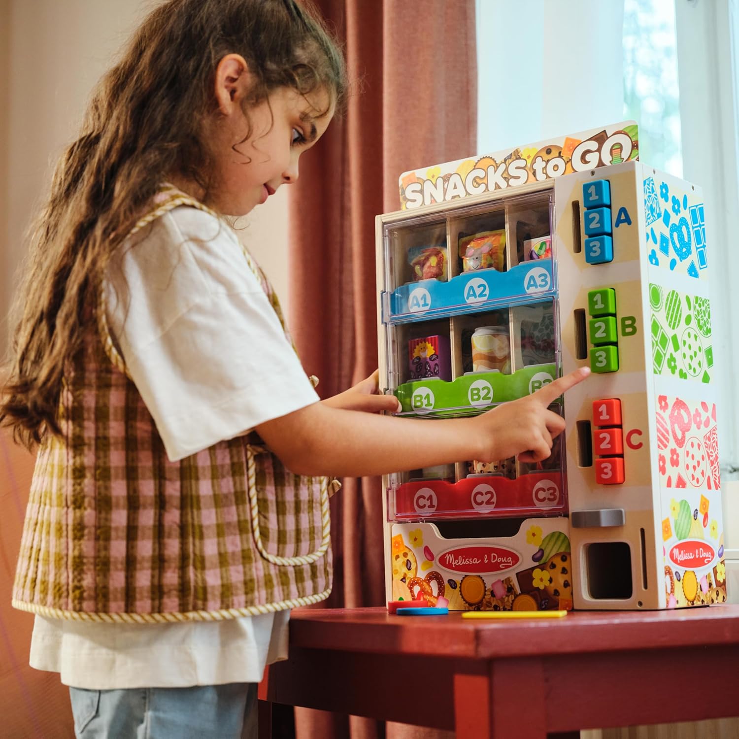 Melissa & Doug - Distributeur Automatique Boissons Nourriture - Machine + Accessoires - Jeu Imitation - Jouet En Bois - Jouet D'Activité, De Développement Et D'Apprentissage - Cadeau Enfant 3 Ans Et +