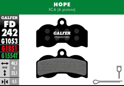 GALFER Bike Standard Brake Pad Hope XC4, Adults Unisex, Black, Standard