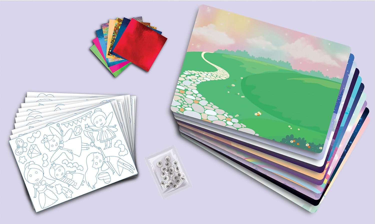 Megableu - FOIL FUN - PRINCESSES ET LICORNES - Loisirs Créatifs - Activités pour les enfants - Activité créative et ludique - A partir de 4 ans - Version Française