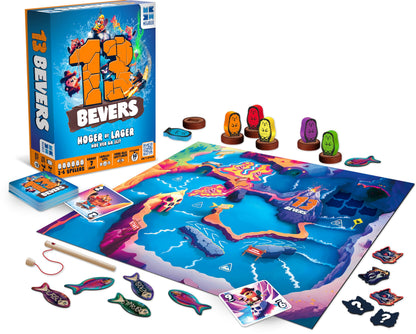 Megableu - 13 BEVERS - Avontuurlijk Bordspel - Familiespel en Partyspel - Strategisch en Snel Kaartspel - Spannend en Leuk voor het Hele Gezin - Vanaf 7 Jaar - 2 tot 6 Spelers - NL-versie