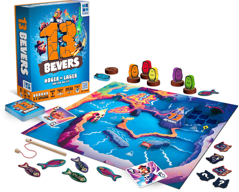 Megableu - 13 BEVERS - Avontuurlijk Bordspel - Familiespel en Partyspel - Strategisch en Snel Kaartspel - Spannend en Leuk voor het Hele Gezin - Vanaf 7 Jaar - 2 tot 6 Spelers - NL-versie