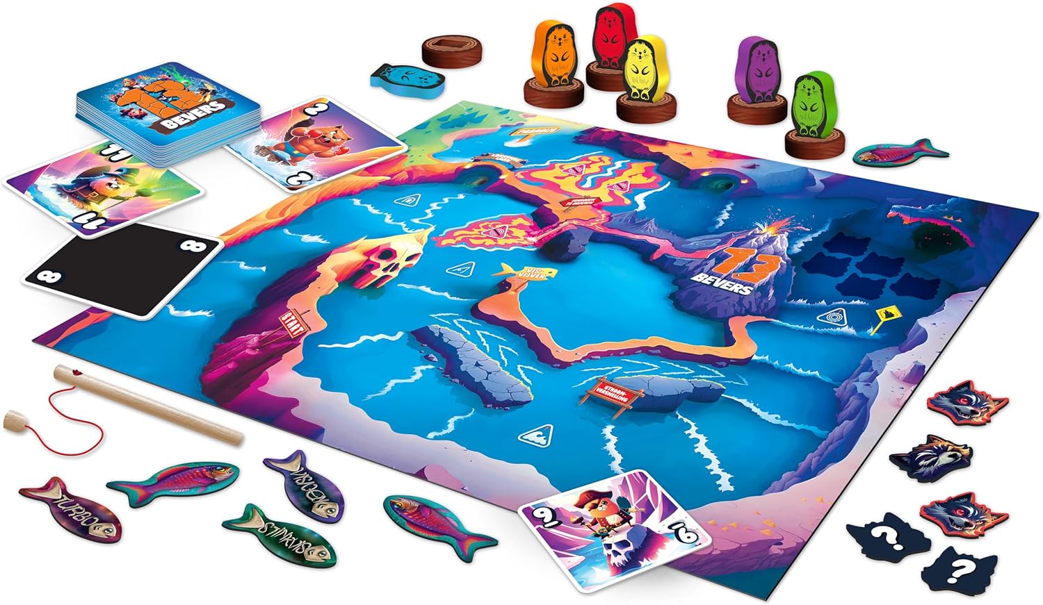 Megableu - 13 BEVERS - Avontuurlijk Bordspel - Familiespel en Partyspel - Strategisch en Snel Kaartspel - Spannend en Leuk voor het Hele Gezin - Vanaf 7 Jaar - 2 tot 6 Spelers - NL-versie