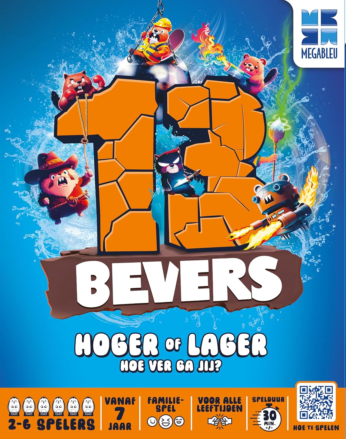 Megableu - 13 BEVERS - Avontuurlijk Bordspel - Familiespel en Partyspel - Strategisch en Snel Kaartspel - Spannend en Leuk voor het Hele Gezin - Vanaf 7 Jaar - 2 tot 6 Spelers - NL-versie