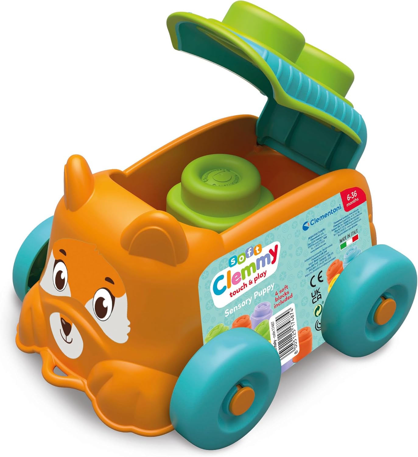 Clementoni - Clementoni Baby - Clemmy Sensory Puppy Oranje met Soft Blokken 5dlg.