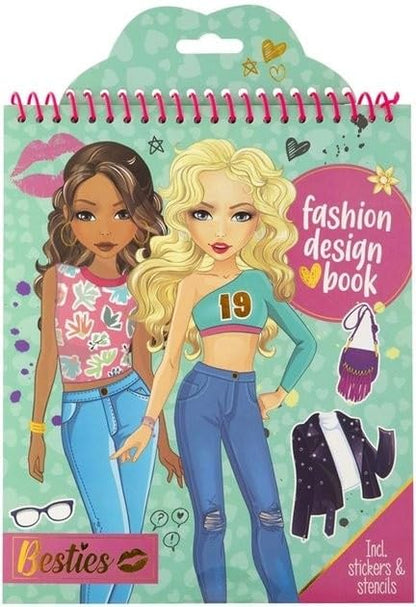 Totum Besties Creative Fashion Designer Book – Includes Stickers, Stencils & Templates – Arts & Crafts Activity for Kids Ages 6+
