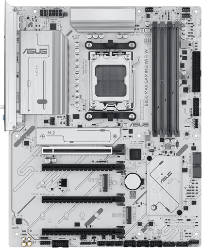 Asus B850 MAX GAMING WIFI W, AMD B850, AM5, ATX, 4 DDR5, HDMI, DP, Wi-Fi 6E, 2.5G LAN, 3x M.2, White