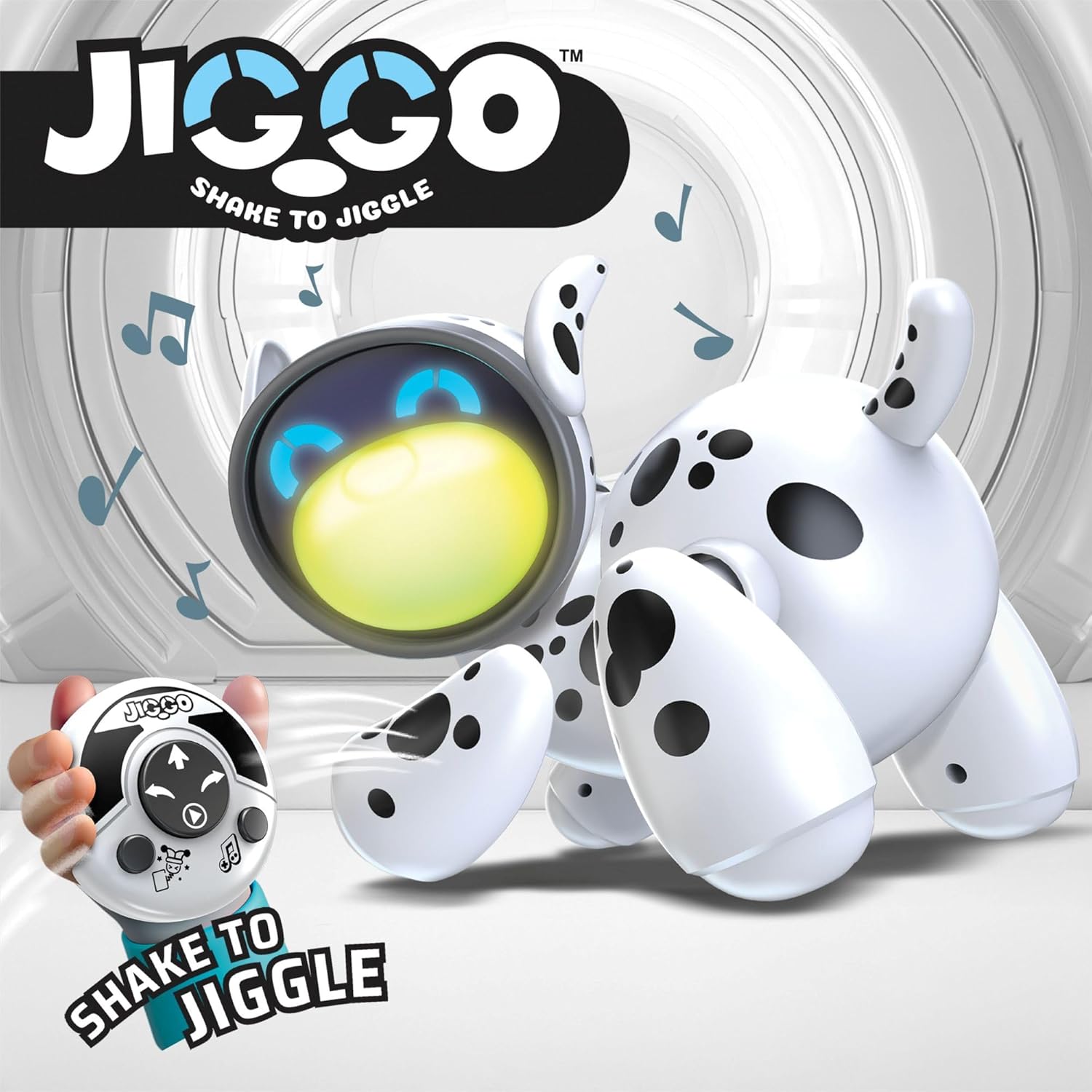 Silverlit Jiggo Interactive Dancing Pet Robot Toy for Kids with Remote Control, Sound and Touch Reactions | Colour Changing LED Face Shows Emotions | Includes Fun Mushake Game Mode | Ages 5 Plus