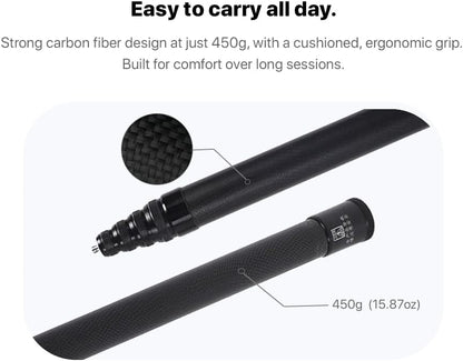 Inov8 5m / 16ft Extra Long Lightweight Carbon Extendable Invisible Selfie Stick for Insta360 X2 / X3 / X4 / X5 / Ace Pro and DJI/GoPro/Action Cameras/Smart Phones