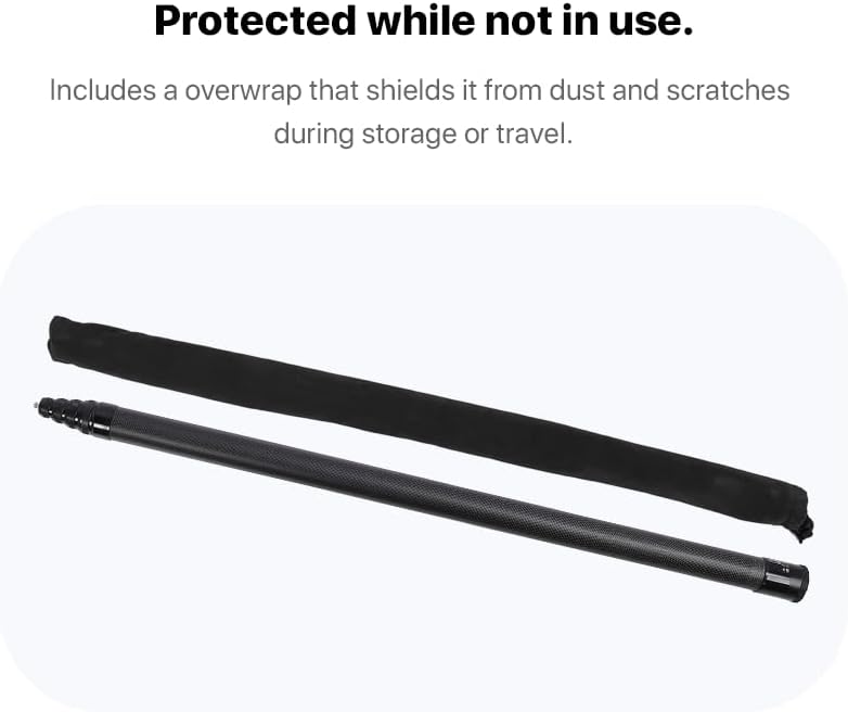 Inov8 5m / 16ft Extra Long Lightweight Carbon Extendable Invisible Selfie Stick for Insta360 X2 / X3 / X4 / X5 / Ace Pro and DJI/GoPro/Action Cameras/Smart Phones
