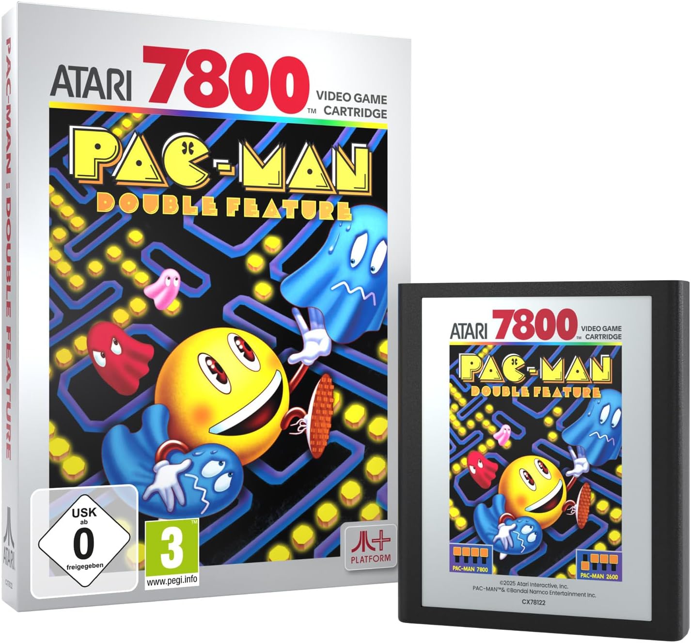 PAC-MAN Double Feature (compatible with Atari 2600+, Atari 7800+ and Atari 7800 video game systems