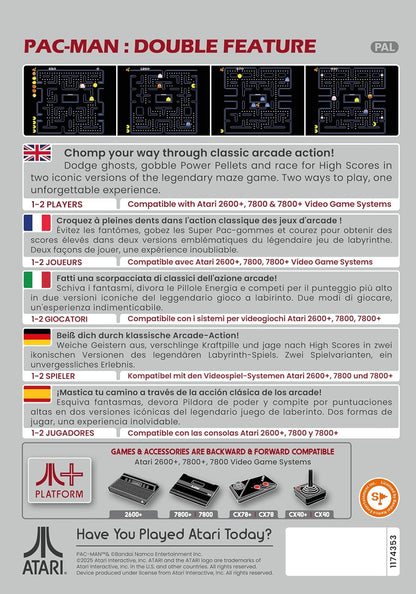 PAC-MAN Double Feature (compatible with Atari 2600+, Atari 7800+ and Atari 7800 video game systems