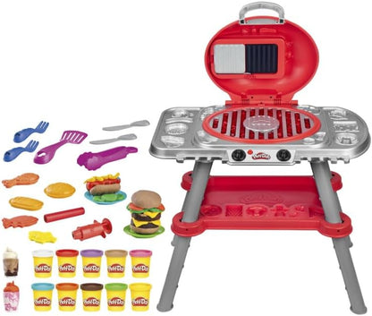 Play-Doh Sizzlin’ BBQ Grill Playset, 74 cm Tall with Lights, Sizzling Sounds, 17 Accessories & 10 Play-Doh Tubs, Arts & Crafts Toy for Kids (3+) Non-Toxic Modelling Compound, Fun Cooking Role Play Kit