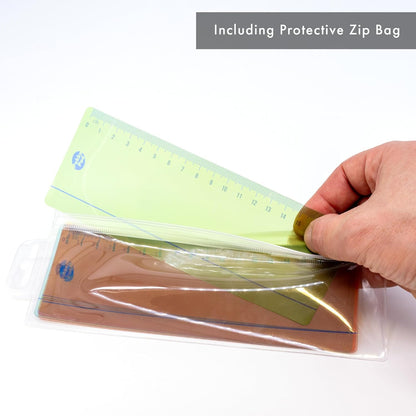 Pukka Pad Irlen Reading Rulers Designed to Help with Visual Processing – Pack of 5 with Pre-Printed Colour Rulers in Blue, Green, Orange, Red, and Yellow in Zipper Wallet – 19 x 7cm, 250um PET