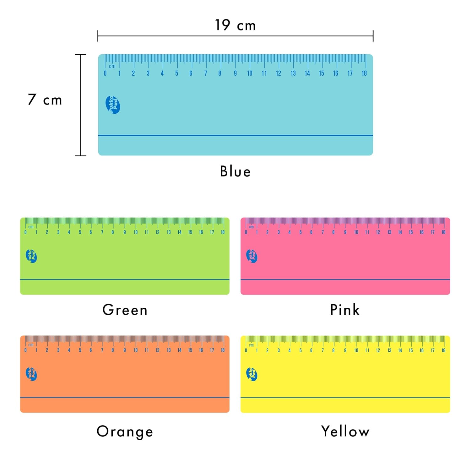Pukka Pad Irlen Reading Rulers Designed to Help with Visual Processing – Pack of 5 with Pre-Printed Colour Rulers in Blue, Green, Orange, Red, and Yellow in Zipper Wallet – 19 x 7cm, 250um PET