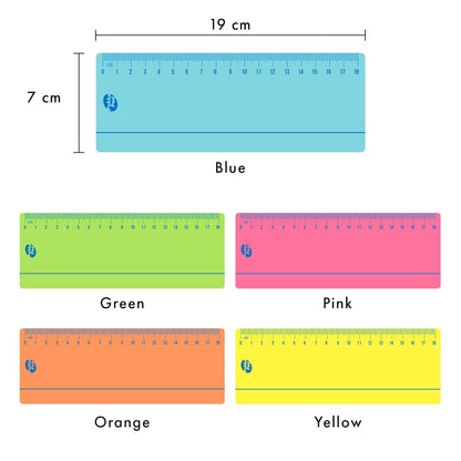 Pukka Pad Irlen Reading Rulers Designed to Help with Visual Processing – Pack of 5 with Pre-Printed Colour Rulers in Blue, Green, Orange, Red, and Yellow in Zipper Wallet – 19 x 7cm, 250um PET
