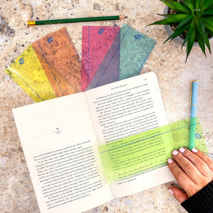 Pukka Pad Irlen Reading Rulers Designed to Help with Visual Processing – Pack of 5 with Pre-Printed Colour Rulers in Blue, Green, Orange, Red, and Yellow in Zipper Wallet – 19 x 7cm, 250um PET