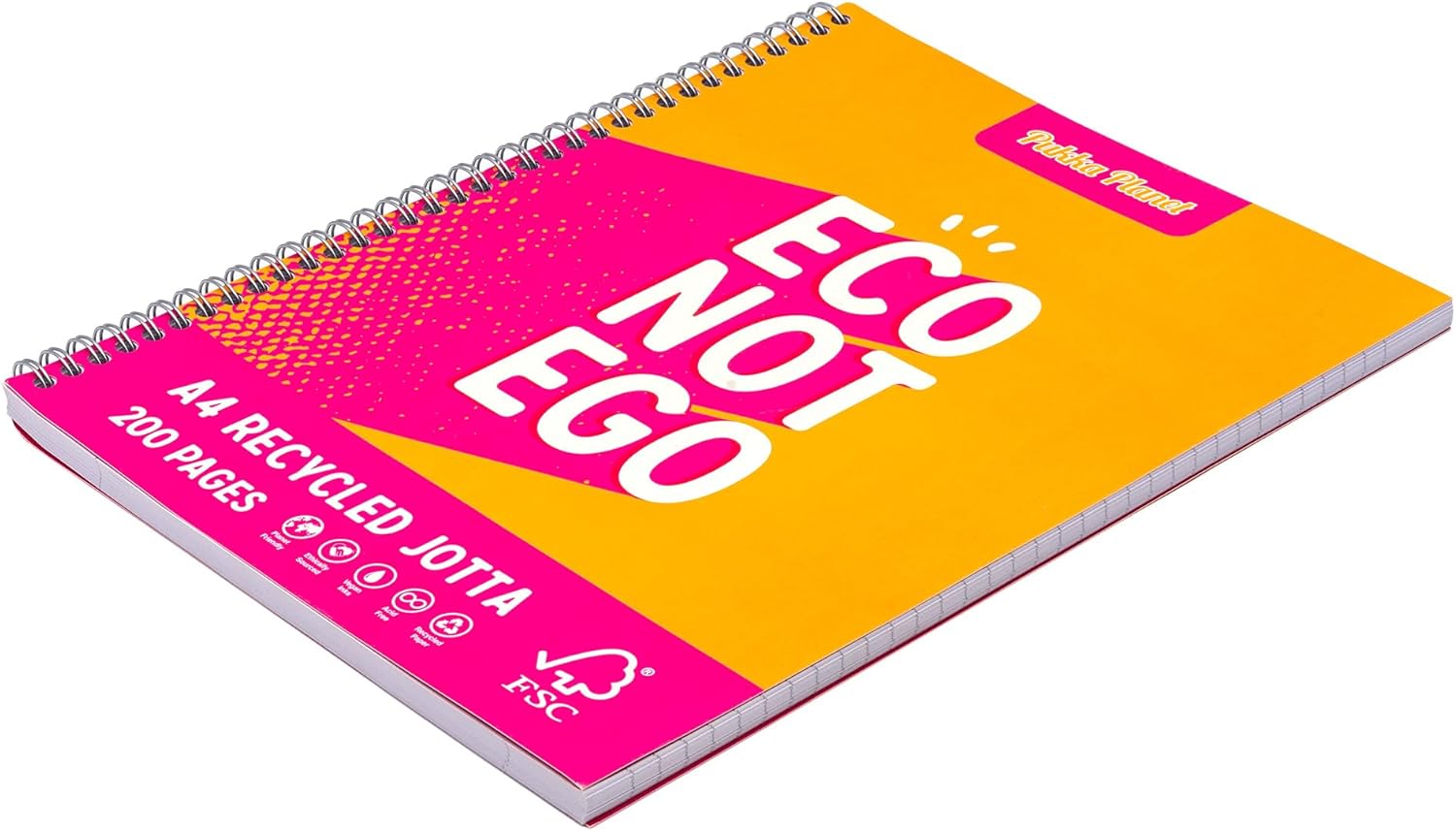 Pukka Planet A4+ Jotta – Pack of 3 Notebooks in 2 Assorted Designs with 200 Pages, 100 Sheets of 80GSM Lined FSC Paper with 4-Hole Punch Margins – Silver Wire Binding – Fully Recyclable