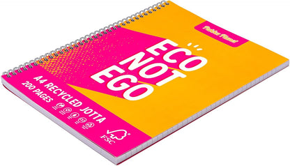Pukka Planet A4+ Jotta – Pack of 3 Notebooks in 2 Assorted Designs with 200 Pages, 100 Sheets of 80GSM Lined FSC Paper with 4-Hole Punch Margins – Silver Wire Binding – Fully Recyclable
