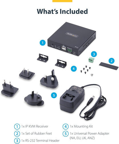 StarTech.com HDMI KVM Receiver Over IP Network for the IH2006 Product Series, 4K 60Hz, Keyboard/Video/Mouse, Receiver Only