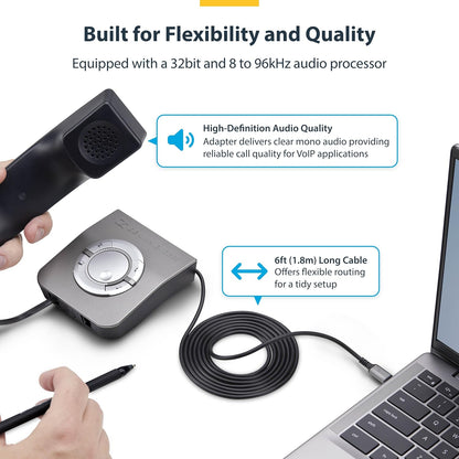 Startech.Com Usb-C To Rj9 Adapter For Office Phone Handset Or Wired/Wireless Headset, Use Existing Landline Hardware, 6F