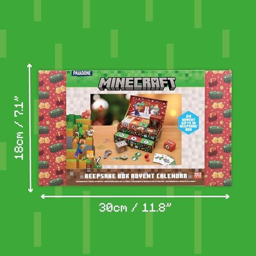 Minecraft Scatola dei Ricordi Calendario dell'Avvento, 24 giorni con regali Minecraft & sorprese di cancelleria, conto alla rovescia per Natale, regalo ufficialmente autorizzato per i giocatori |