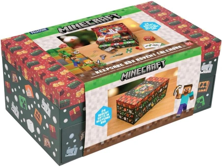 Minecraft Scatola dei Ricordi Calendario dell'Avvento, 24 giorni con regali Minecraft & sorprese di cancelleria, conto alla rovescia per Natale, regalo ufficialmente autorizzato per i giocatori |