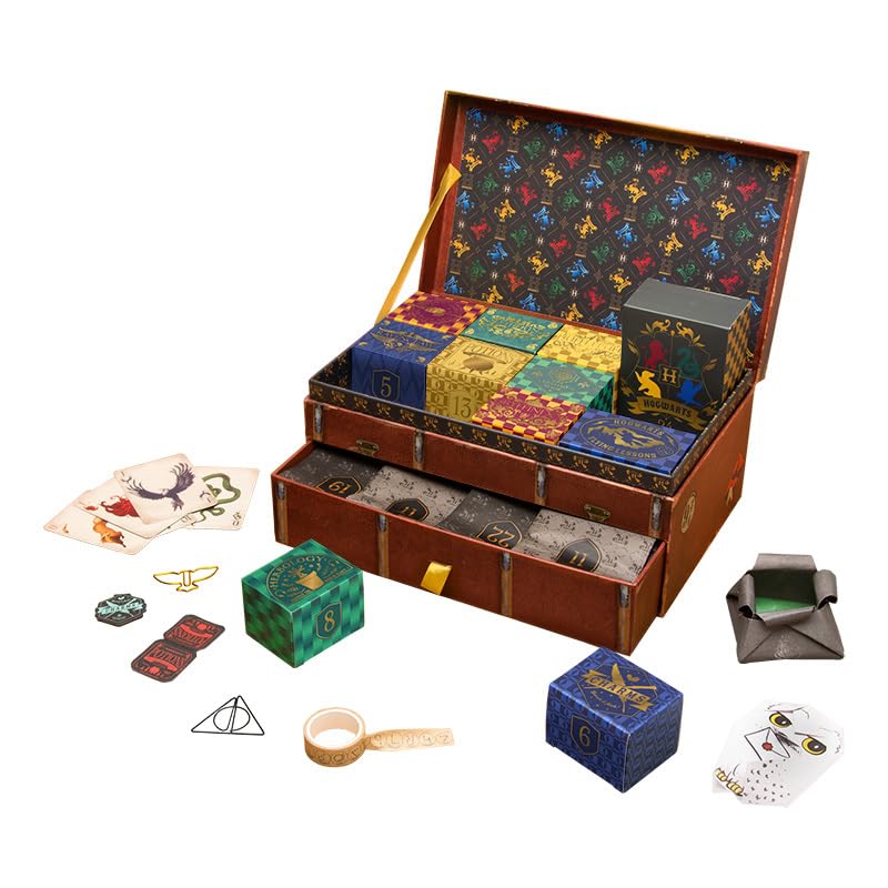 Scatola dei ricordi di Harry Potter, calendario dell'Avvento, 24 giorni di Harry Potter, regali e sorprese di cancelleria, conto alla rovescia fino a Natale, regalo per le festività con licenza