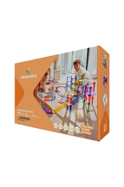 Highway Construction Kit in Pastel Colours, 80 Pieces, Magnetic Toy Race Track with Car, Traffic Signs, Robust Educational Toy, Durable Magnetic Building Blocks, for Children from 3 Years