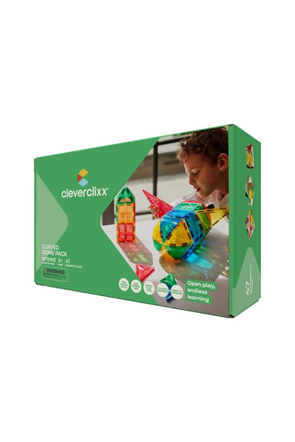 Dome Kit Bright Colours, 47 Pieces, Varied Shapes, Curved Magnetic Building Blocks, Robust Magnetic Kit, Expandable Sets, Durable, for Children from 3 Years