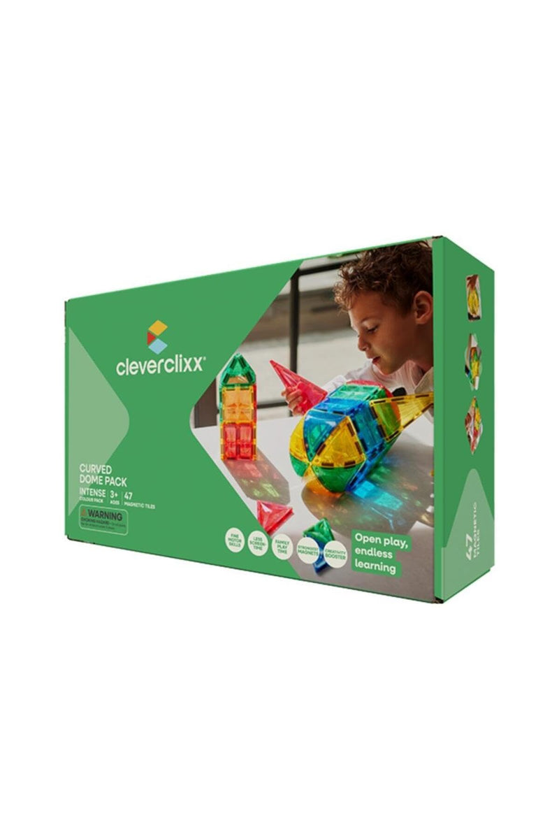 Dome Kit Bright Colours, 47 Pieces, Varied Shapes, Curved Magnetic Building Blocks, Robust Magnetic Kit, Expandable Sets, Durable, for Children from 3 Years