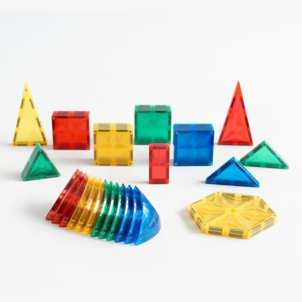 Dome Kit Bright Colours, 47 Pieces, Varied Shapes, Curved Magnetic Building Blocks, Robust Magnetic Kit, Expandable Sets, Durable, for Children from 3 Years