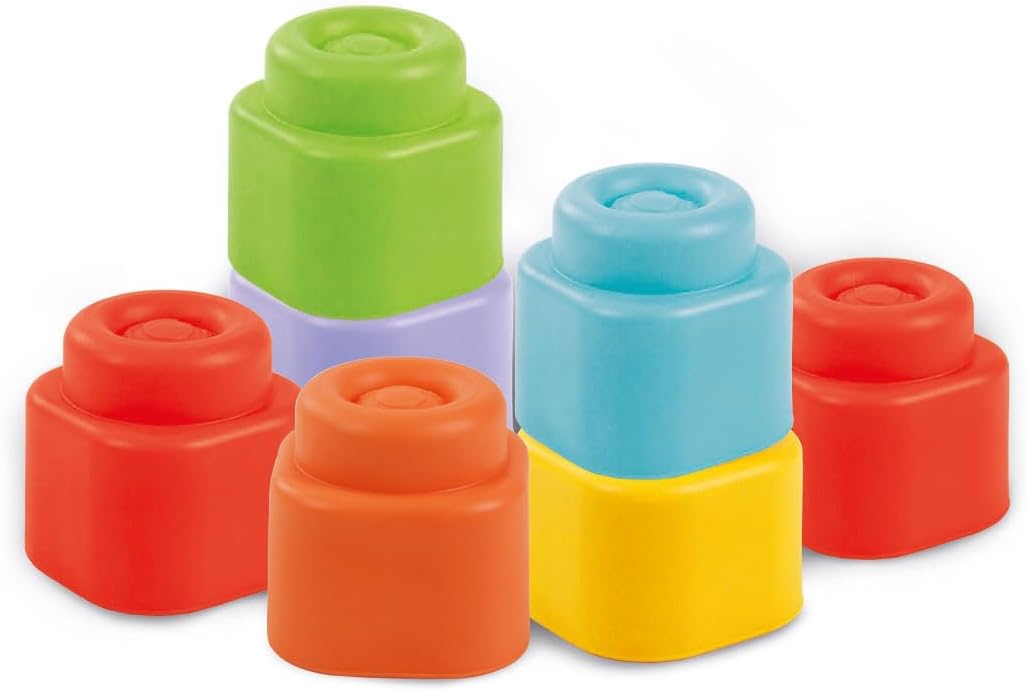 Clementoni Sensorisch Wasmachine - Baby Blokken - Zachte Stapelblokken - Met Wasmachine als Activiteitenkubus - Motoriek Speelgoed voor Baby's