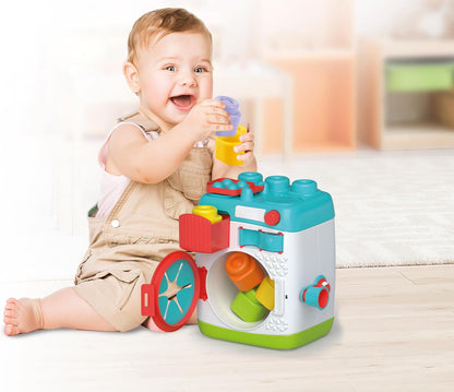 Clementoni Sensorisch Wasmachine - Baby Blokken - Zachte Stapelblokken - Met Wasmachine als Activiteitenkubus - Motoriek Speelgoed voor Baby's