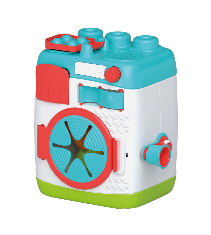Clementoni Sensorisch Wasmachine - Baby Blokken - Zachte Stapelblokken - Met Wasmachine als Activiteitenkubus - Motoriek Speelgoed voor Baby's
