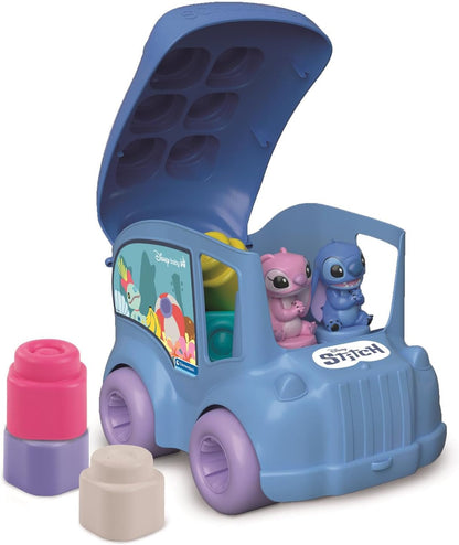 Clementoni Disney Baby - Baby Blokken met Stitch Busje - Bouwblokken voor Kinderen - Kleurrijke Stapelblokken met Speelgoed Auto