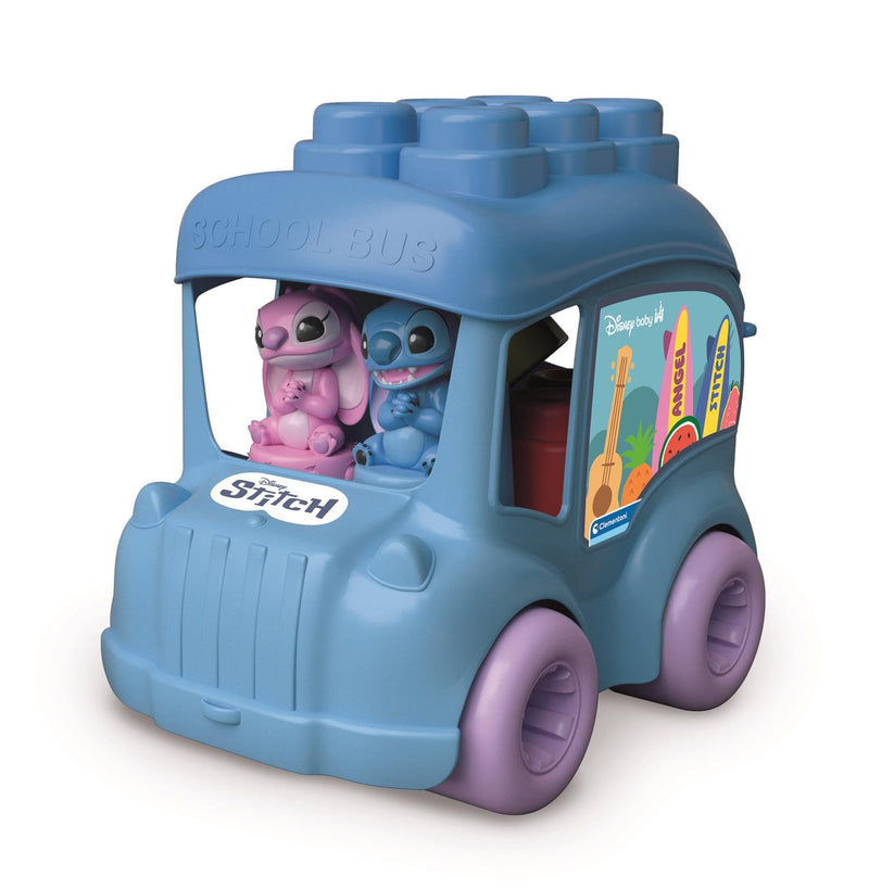 Clementoni Disney Baby - Baby Blokken met Stitch Busje - Bouwblokken voor Kinderen - Kleurrijke Stapelblokken met Speelgoed Auto