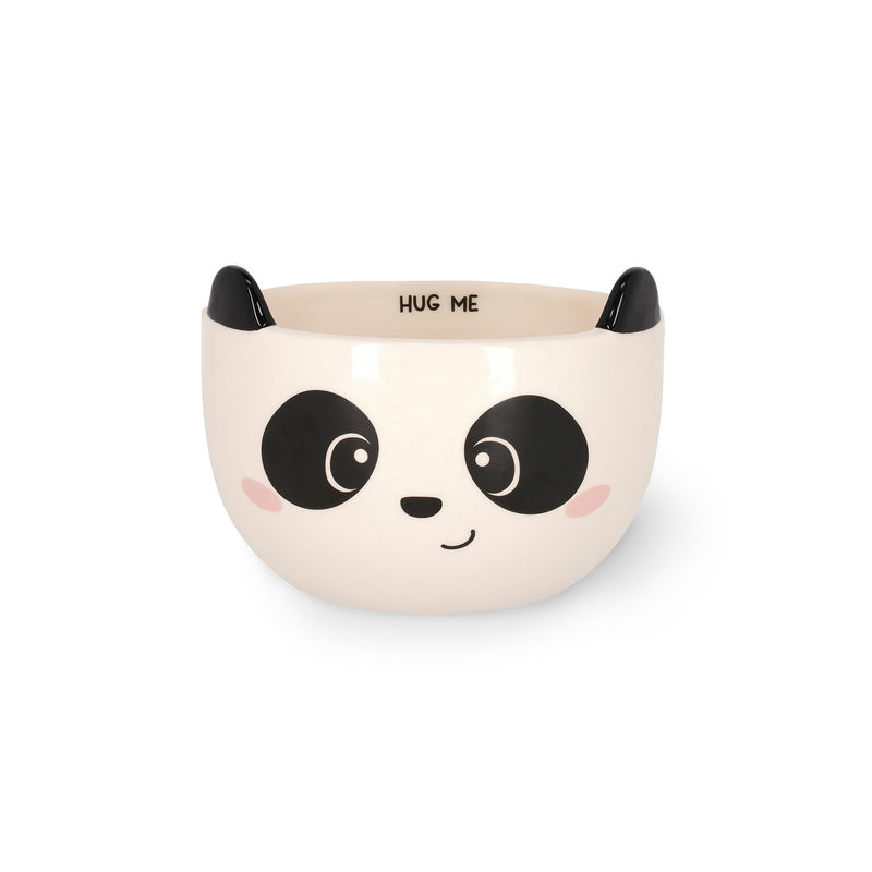 LEGAMI - Stoneware Cereal Cup, Good Morning Panda Theme, Breakfast Cup, Microwave Safe, Dishwasher Safe, Capacity up to 400 ml, 12 x 9 cm