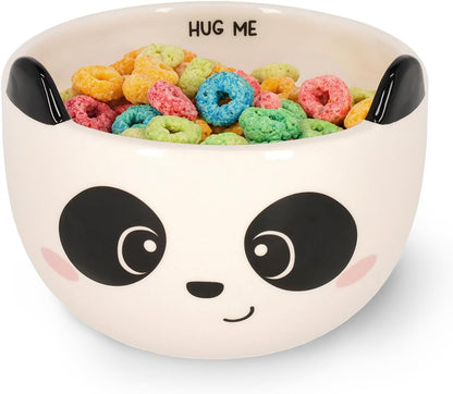 LEGAMI - Stoneware Cereal Cup, Good Morning Panda Theme, Breakfast Cup, Microwave Safe, Dishwasher Safe, Capacity up to 400 ml, 12 x 9 cm