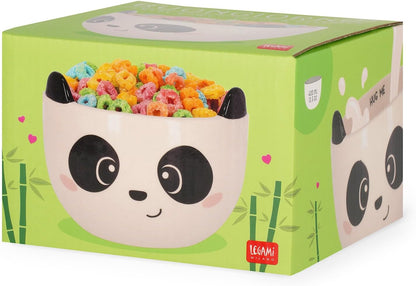 LEGAMI - Stoneware Cereal Cup, Good Morning Panda Theme, Breakfast Cup, Microwave Safe, Dishwasher Safe, Capacity up to 400 ml, 12 x 9 cm