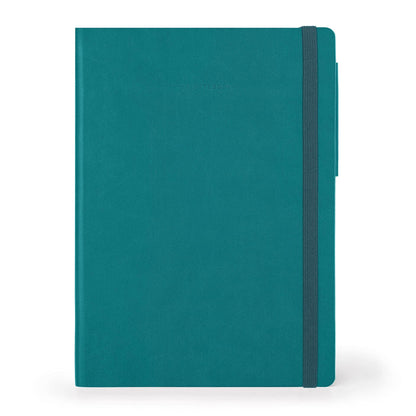 Legami - Large 192 Pages Plain Notebook with Soft PU Cover in FSC® Certified Paper, 90 g/m² Ivory Paper, Monthly Planner, Address Book, Bookmark, 17 x 24 cm, Malachite Green