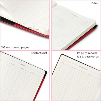 Legami - Large 192 Pages Plain Notebook with Soft PU Cover in FSC® Certified Paper, 90 g/m² Ivory Paper, Monthly Planner, Address Book, Bookmark, 17 x 24 cm, Malachite Green