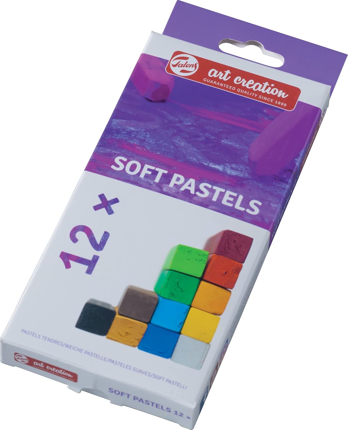 Talens Art Creation - Soft Pastel Set 12 Colours - Vivid Pigment - Velvet Finish - Easy Blend - Square Shape - Ideal for Artists - Crayon Style