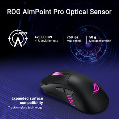 ASUS ROG Keris II Ace Wireless Gaming Mouse, 54g Lightweight, AimPoint Pro 42K Optical Sensor, Optical Micro Switches, SpeedNova Wireless, ROG Polling Rate Booster, Esports & FPS Gaming, Black