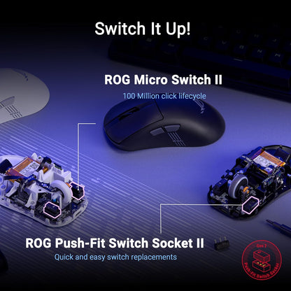 ASUS ROG Keris II Ace Wireless Gaming Mouse, 54g Lightweight, AimPoint Pro 42K Optical Sensor, Optical Micro Switches, SpeedNova Wireless, ROG Polling Rate Booster, Esports & FPS Gaming, White