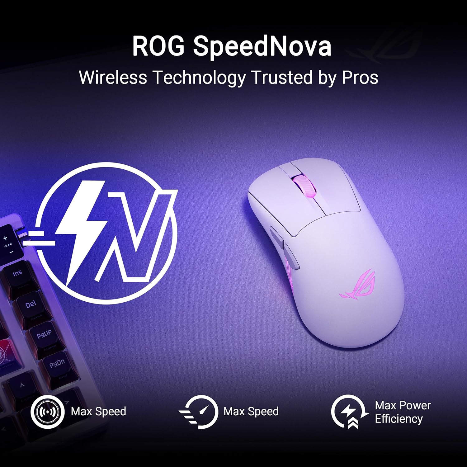 ASUS ROG Keris II Ace Wireless Gaming Mouse, 54g Lightweight, AimPoint Pro 42K Optical Sensor, Optical Micro Switches, SpeedNova Wireless, ROG Polling Rate Booster, Esports & FPS Gaming, White