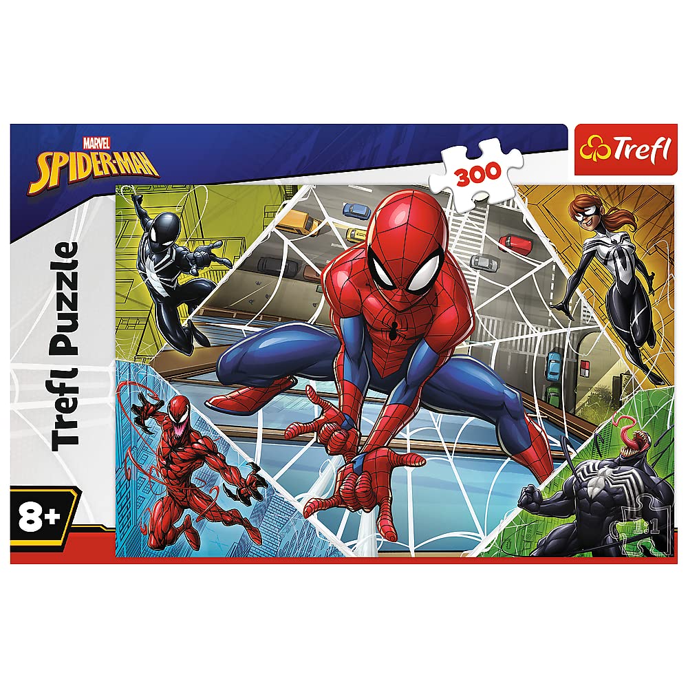 Trefl Brilliant Spider-Man 300 Piece Jigsaw Puzzle for Kids – Action-Packed Marvel Puzzle with Spider-Man & Villains – 60cm x 40cm – Superhero Jigsaw Puzzles for Boys & Girls Age 8+