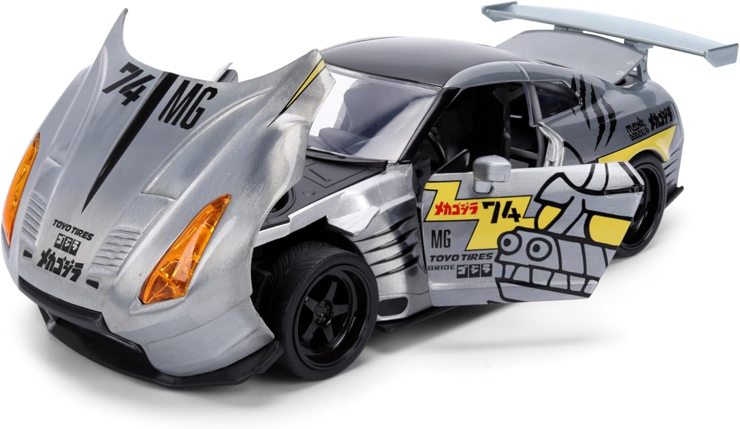 Jada GODZILLA MECHAGODZILLA 2009 NISSAN GT-R W/FIG 1:24 scale model vehicle to collect, play and display, suitable for gift, party favors, Christmas and birthdays