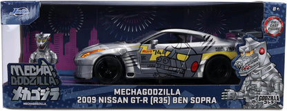 Jada GODZILLA MECHAGODZILLA 2009 NISSAN GT-R W/FIG 1:24 scale model vehicle to collect, play and display, suitable for gift, party favors, Christmas and birthdays